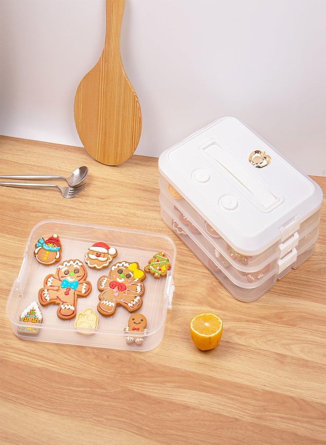 LOEZ 4-Layer Food Storage Container, Stackable Snack Container with Lid, Dumpling Box, Gyoza Container, Cookie Storage Containers, Good Sealing, Time Recoder (White) - Image 3